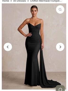Strapless Black Mermaid Maxi Dress with Side Drape